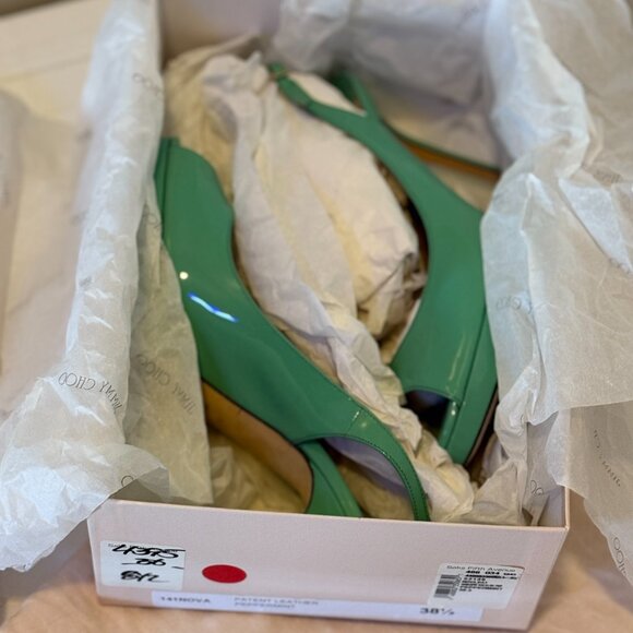 Jimmy Choo 141Nova Mint Patent Leather - Peep Toe - Size 8.5 - Picture 3 of 4